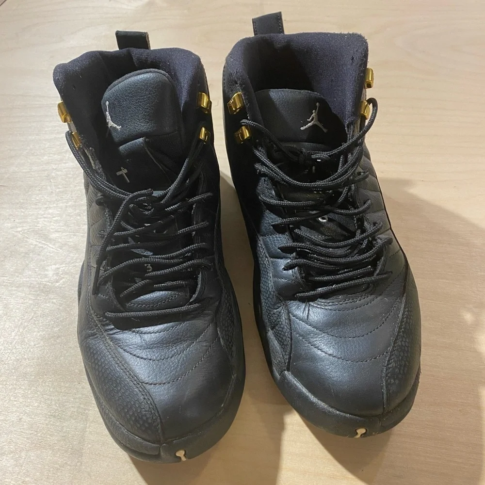 Air Jordan 12 Retro Master Black Gold Sneakers Size 12